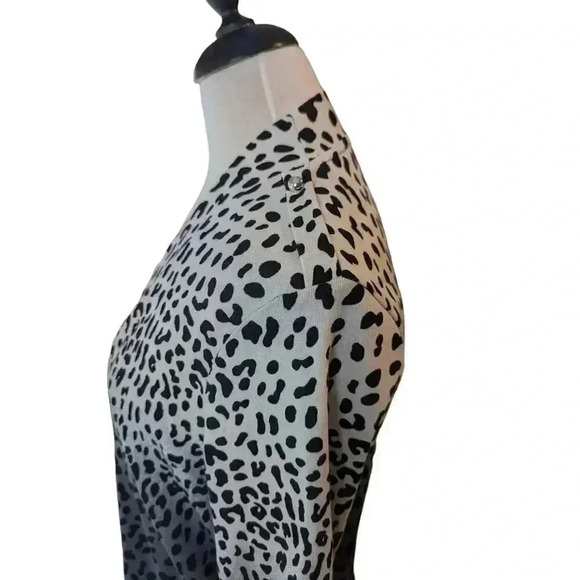 Rafaella Medium Open Front Cardigan Ombre Gray Leopard Print - Picture 3 of 8